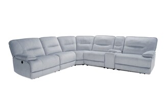 Sectional Sofa Silver Grey Fabric and Power Reclining Choice