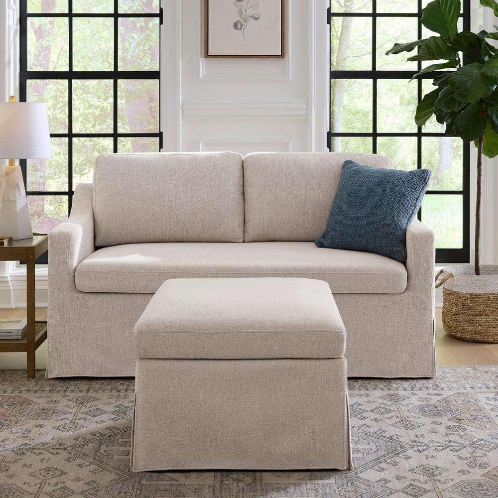Sectional Sofa Slipcover Skirt Matching Ottoman Seating