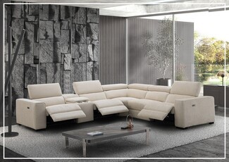 Sectional Sofa Stone Feature Wall and Luxury Living Room Seating