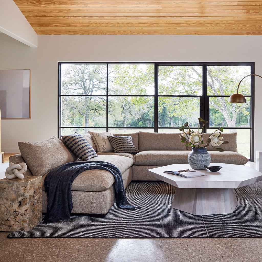 Sectional Sofa with 3 Piece Modular Design Oatmeal Sectional