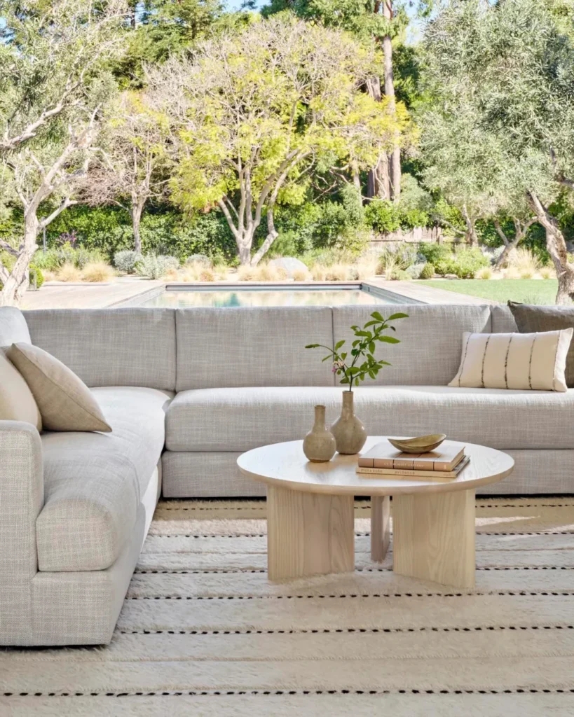 Sectional Sofa With Striped Shag Rug In Organic Modern Sectional
