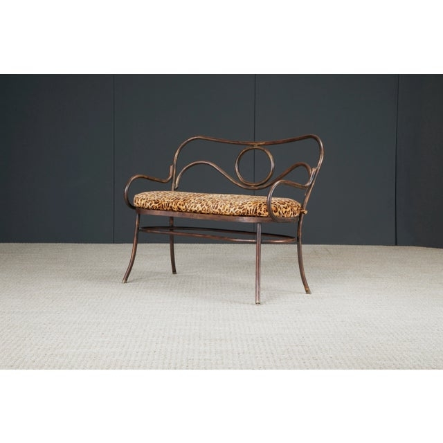 Settee Circular Back Detail Patinated Bronze Frame