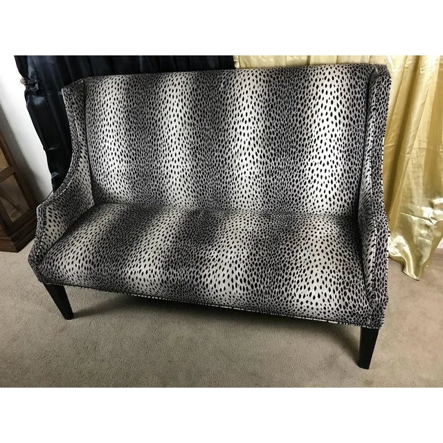 Settee Snow Leopard Print Wingback High Back Sofa