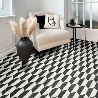 Sheet Vinyl Flooring with Black White Marble Effect Pattern
