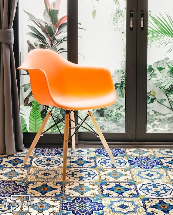 Shell Armchair in Vibrant Orange over Beja Vinyl Flooring