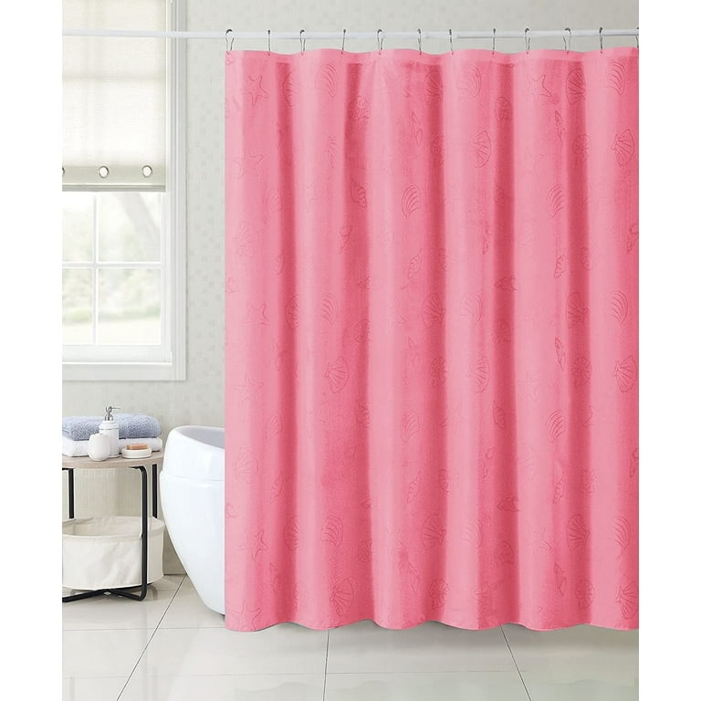 Shower Curtain Embossed Shells Pink Coastal Aesthetic