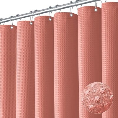 Shower Curtain Extra Long Waffle Weave Coral Pink