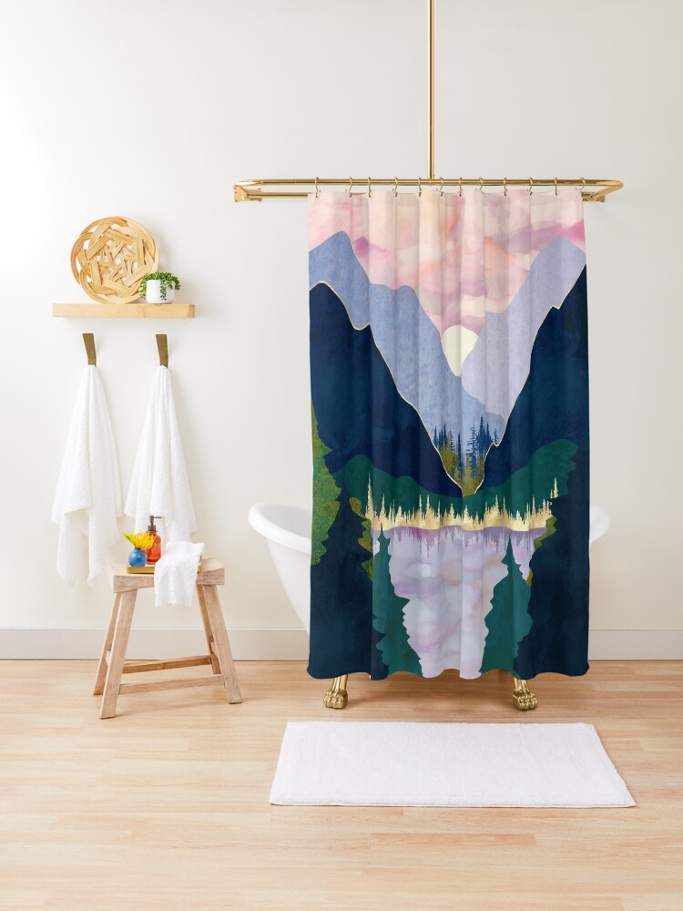 Shower Curtain: Lavender Purple Mountain Reflection Boho Retreat