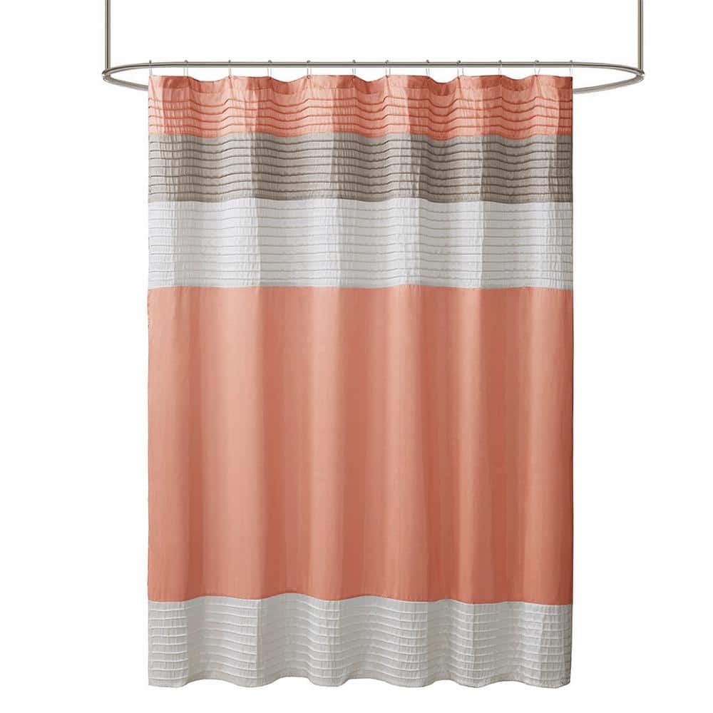 Shower Curtain Pleated Ruched Color Blocked Decor