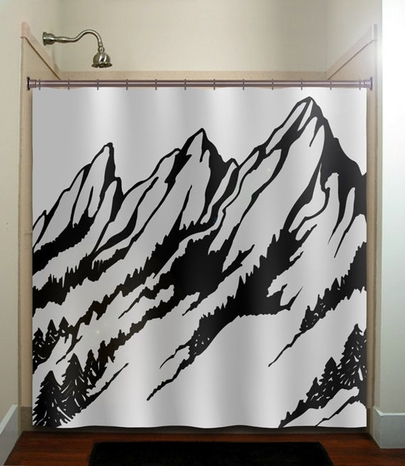 Shower Curtain: Scandinavian High Contrast Mountain Range Graphic