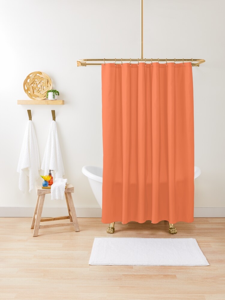 Shower Curtain Solid Coral Fabric Minimalist Decor