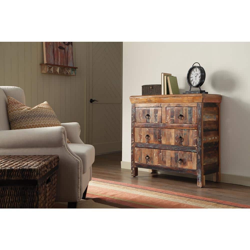 Sideboard boasting Reclaimed Wood Planks and Multi-Tonal Chest