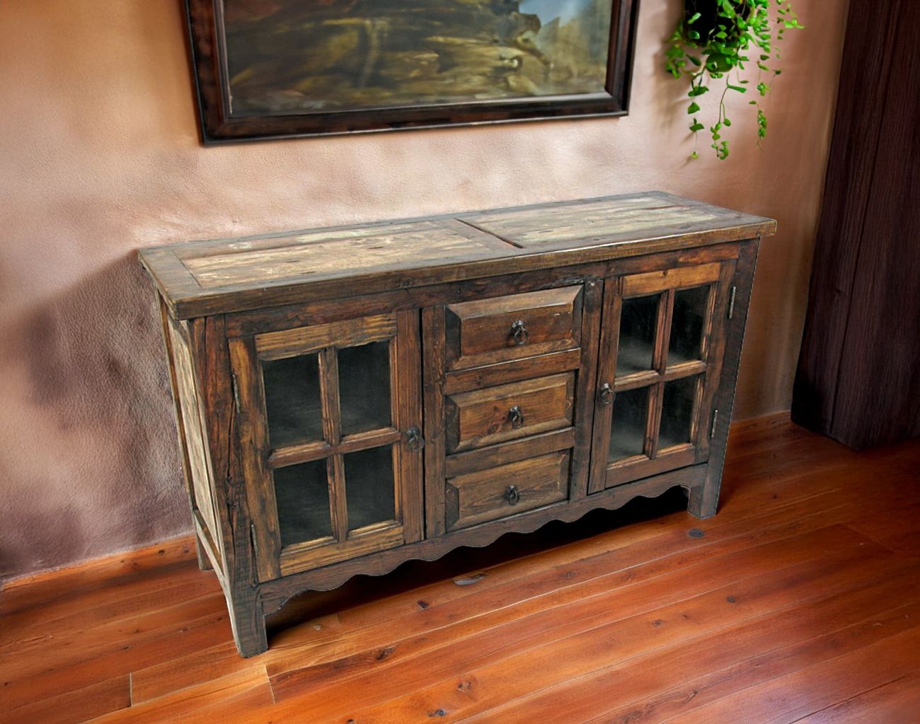 Sideboard boasting Scalloped Apron and Southwest Style Credenza