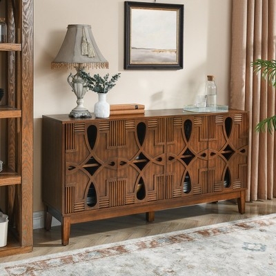 Sideboard Buffet with Hollow Carved Doors and Reeded Details