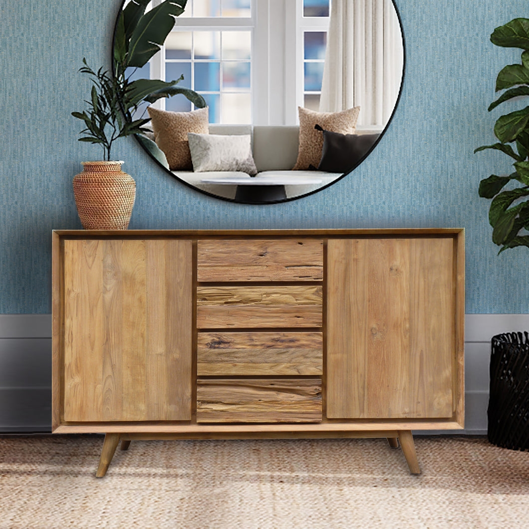 Sideboard Dresser Recycled Teak Mid Century Reclaimed Wood Credenza