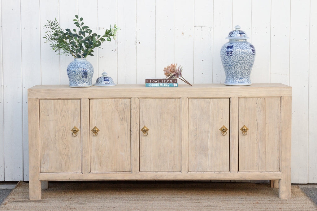 Sideboard featuring Bleached Wood Grain and Five Door Console