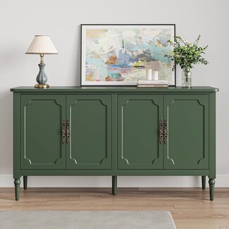 Sideboard in Forest Green with Ornate Hardware Detailing