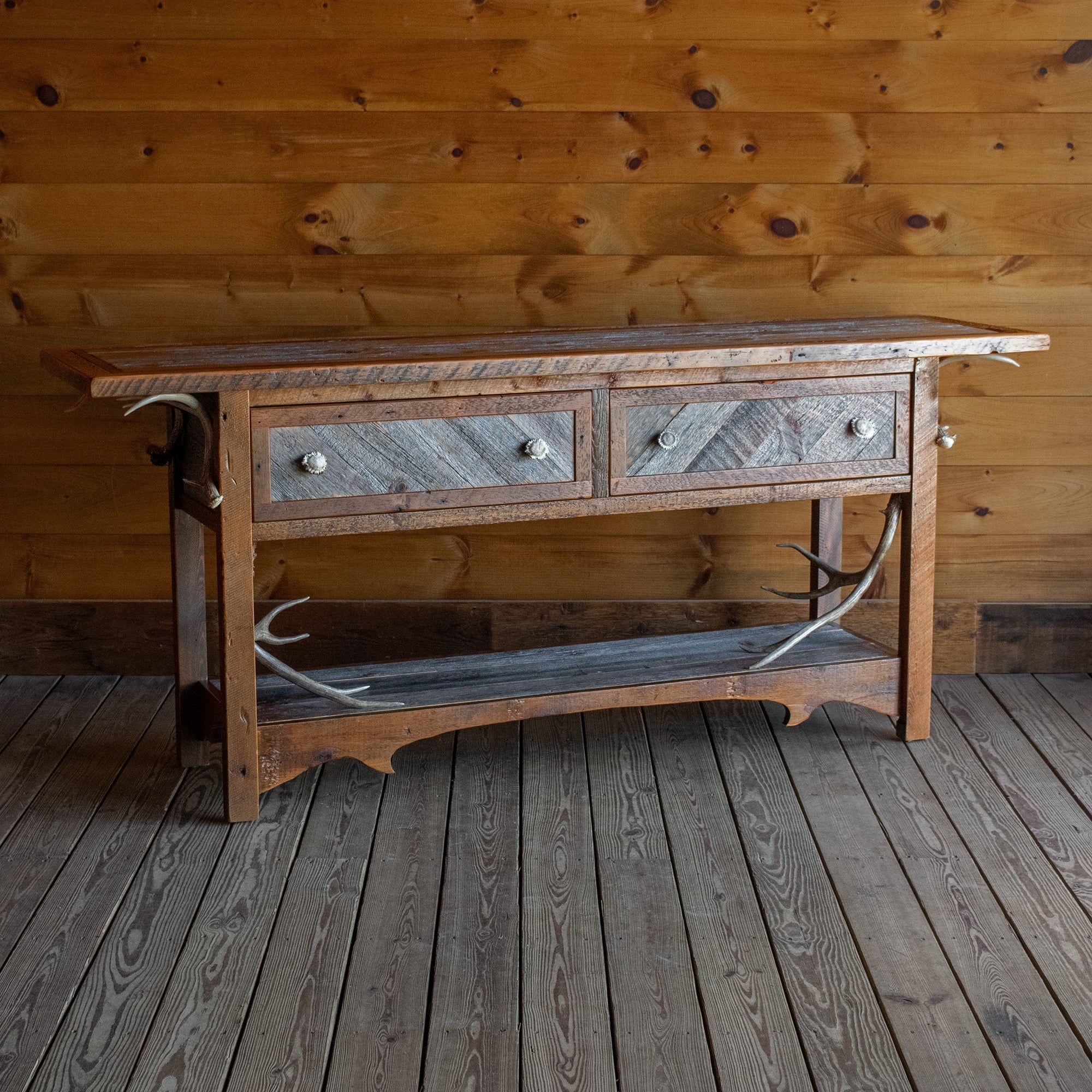 Sideboard with Antler Accents and Lodge Cabin Sideboard