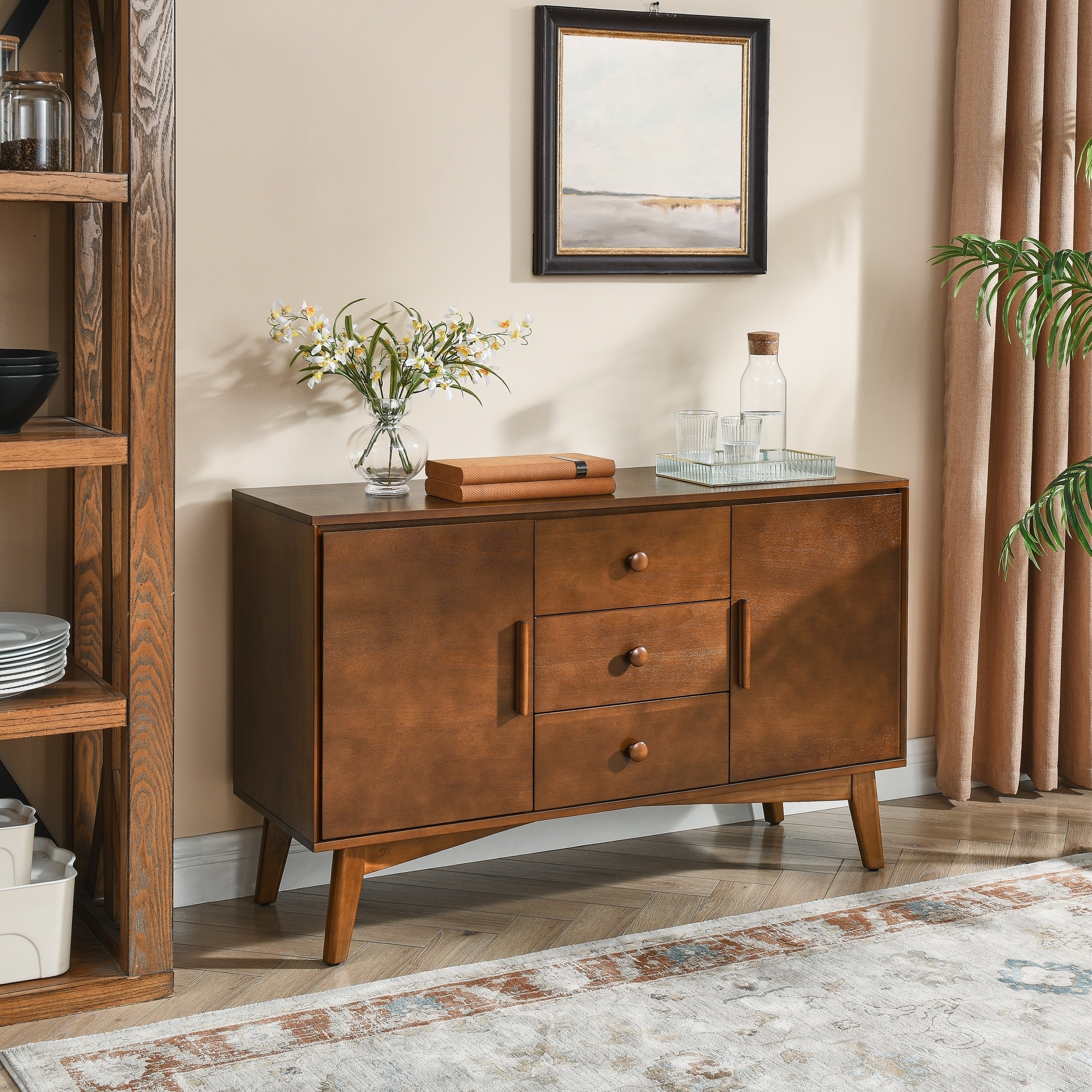 Sideboard with Tapered Splayed Legs and Central Drawers