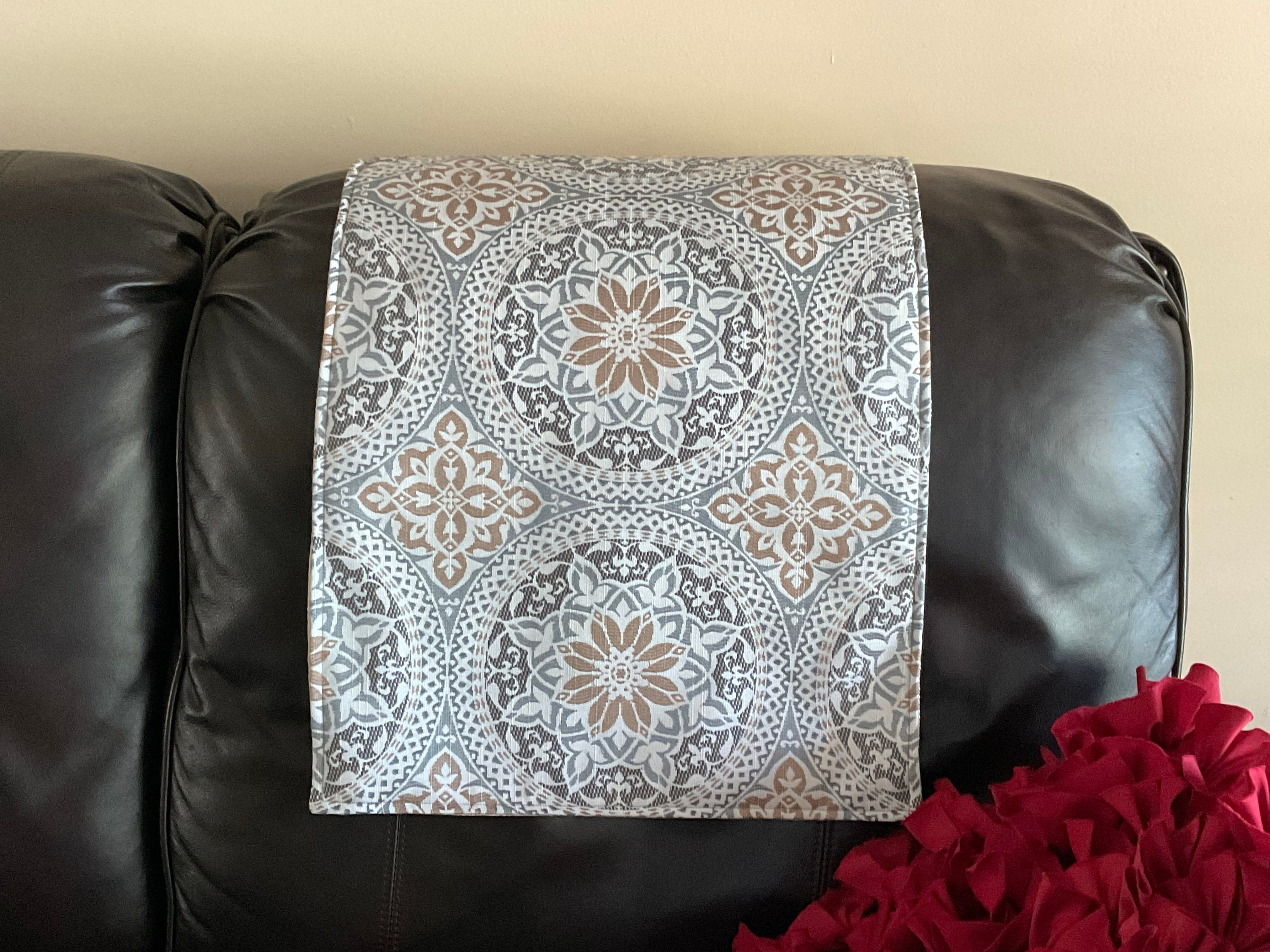 Slipcover: Charcoal Mandala Pattern Headrest Protection