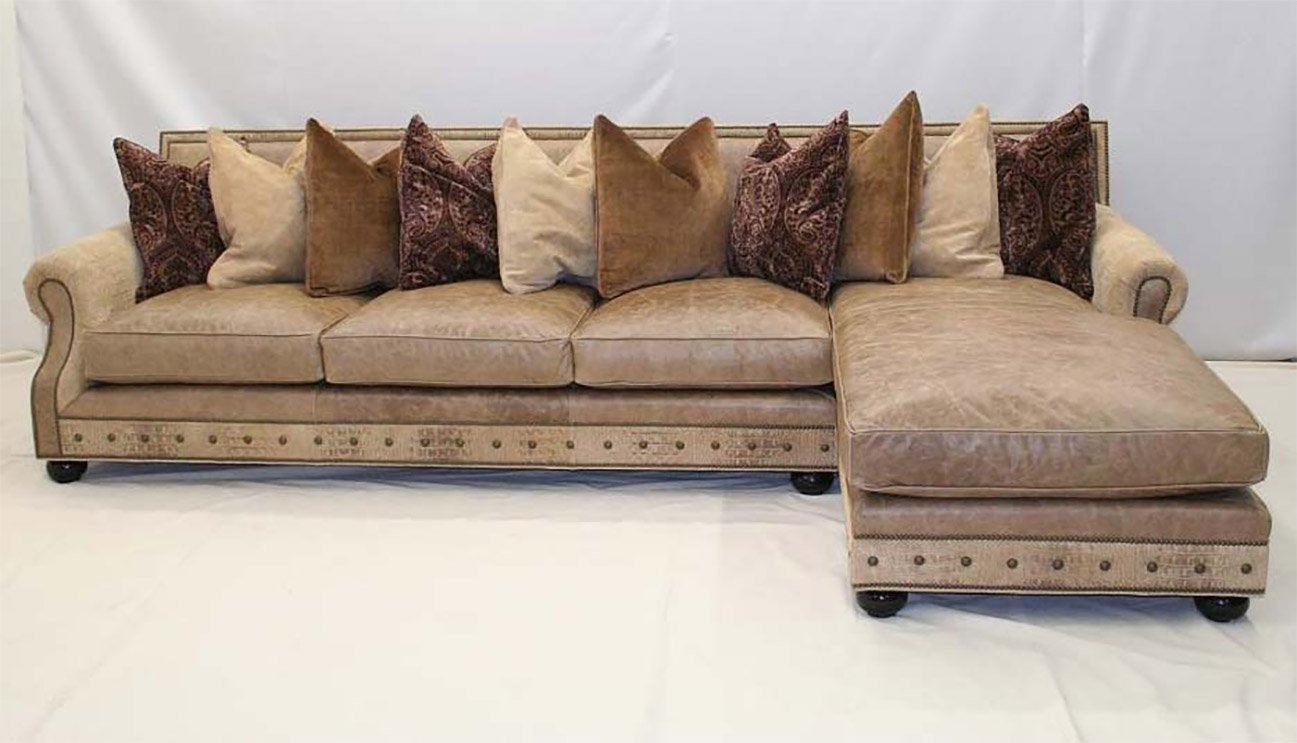Sofa Chaise with Oatmeal Leather and Oatmeal Leather Sectional