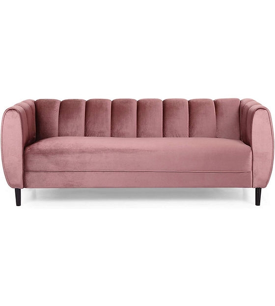 Sofa - Channel Tufting and Tapered Legs in Mauve Pink