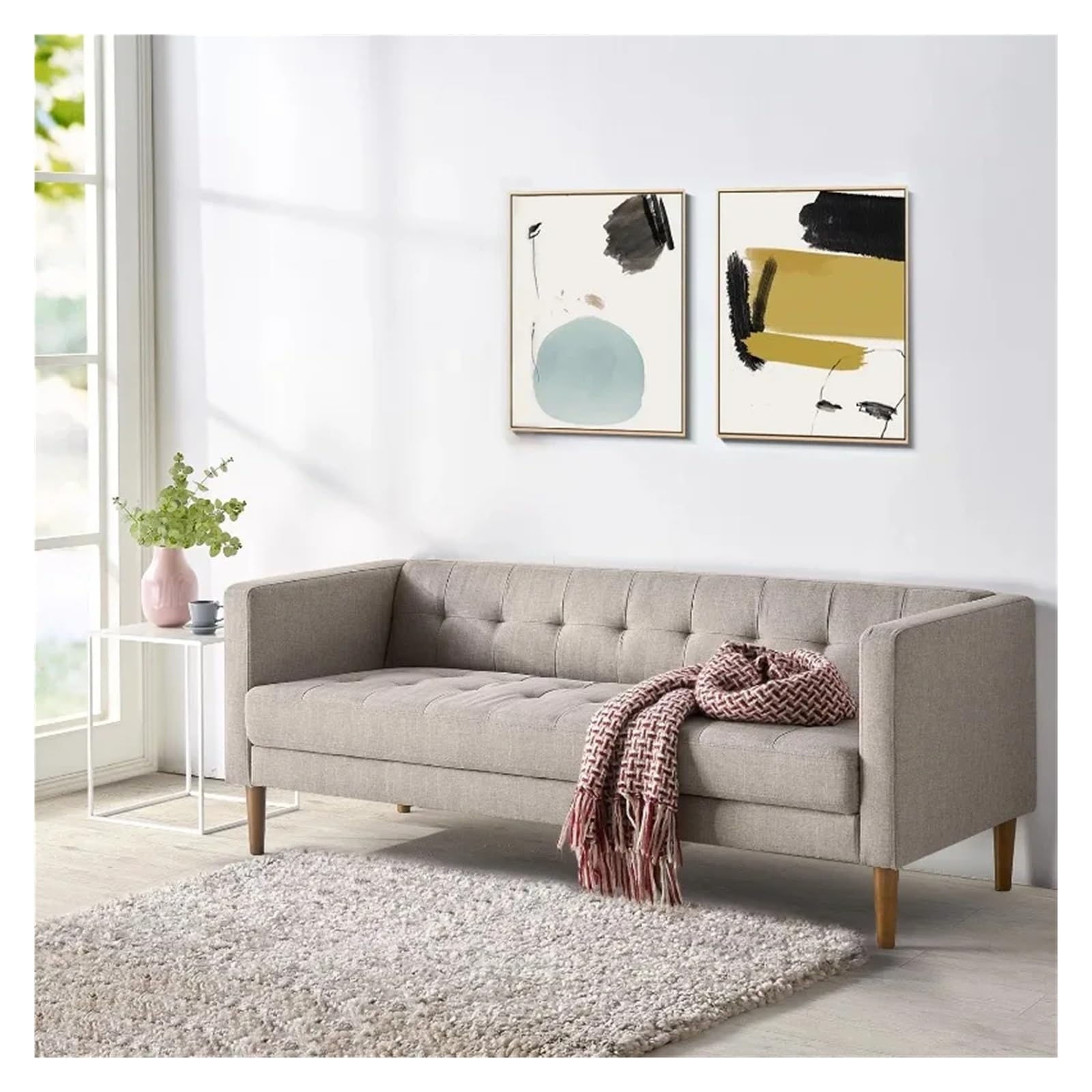 Sofa featuring Button Tufting and Three Seater Design