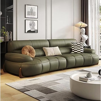 Sofa Olive Green Segmented Tufting Low Profile Segmented Couch