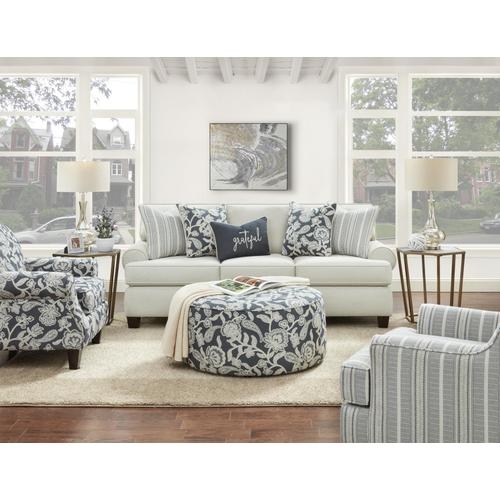 Sofa Set featuring Navy Paisley Accents and Rolled Arms