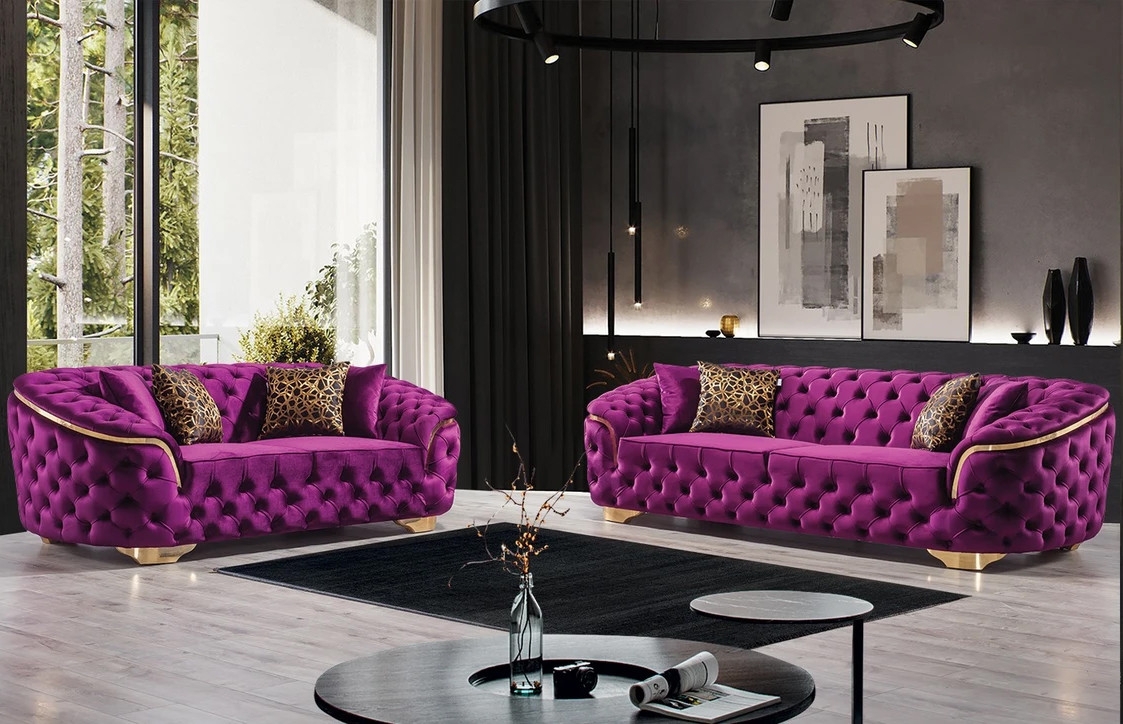 Sofa Set - Gold Arm Accents with Luxury Jewel Tone Seating