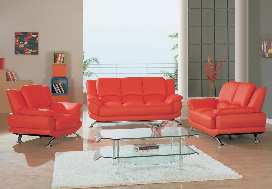 Sofa Set with Chrome Angled Legs for Vibrant Red Sofa Set