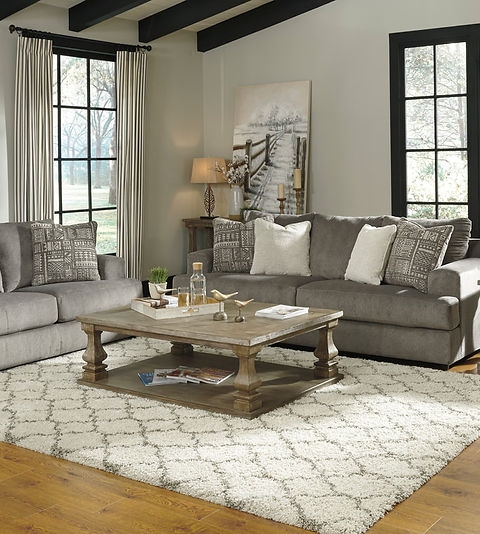 Sofa Set with Turned Baluster Legs Square Rustic Coffee Table