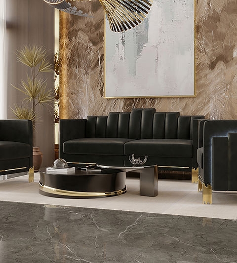 Sofa Tiered Backrest Integrated Lighting Art Deco Inspired Sofa