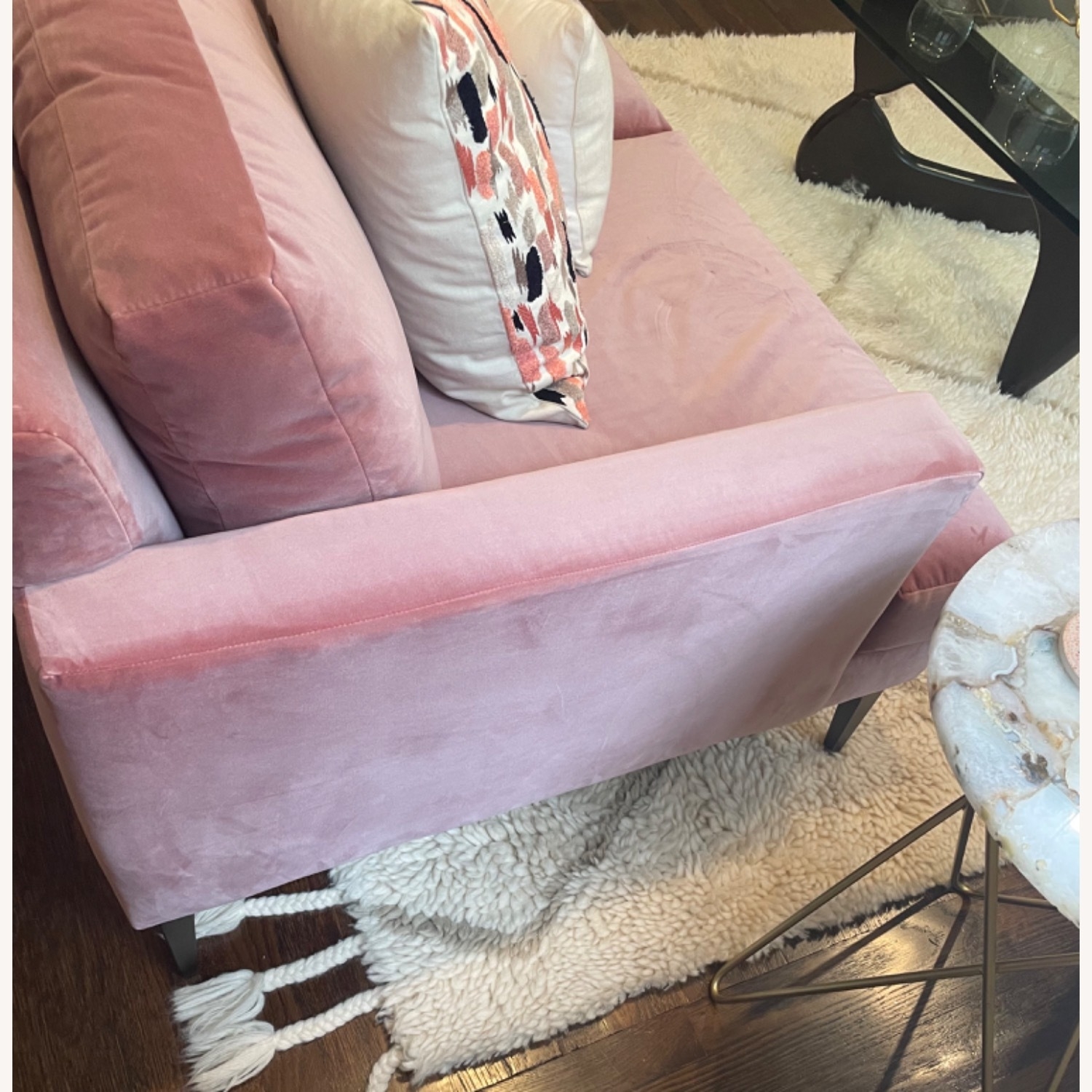 Sofa - Track Arms and Deep Seating in Mauve Velvet