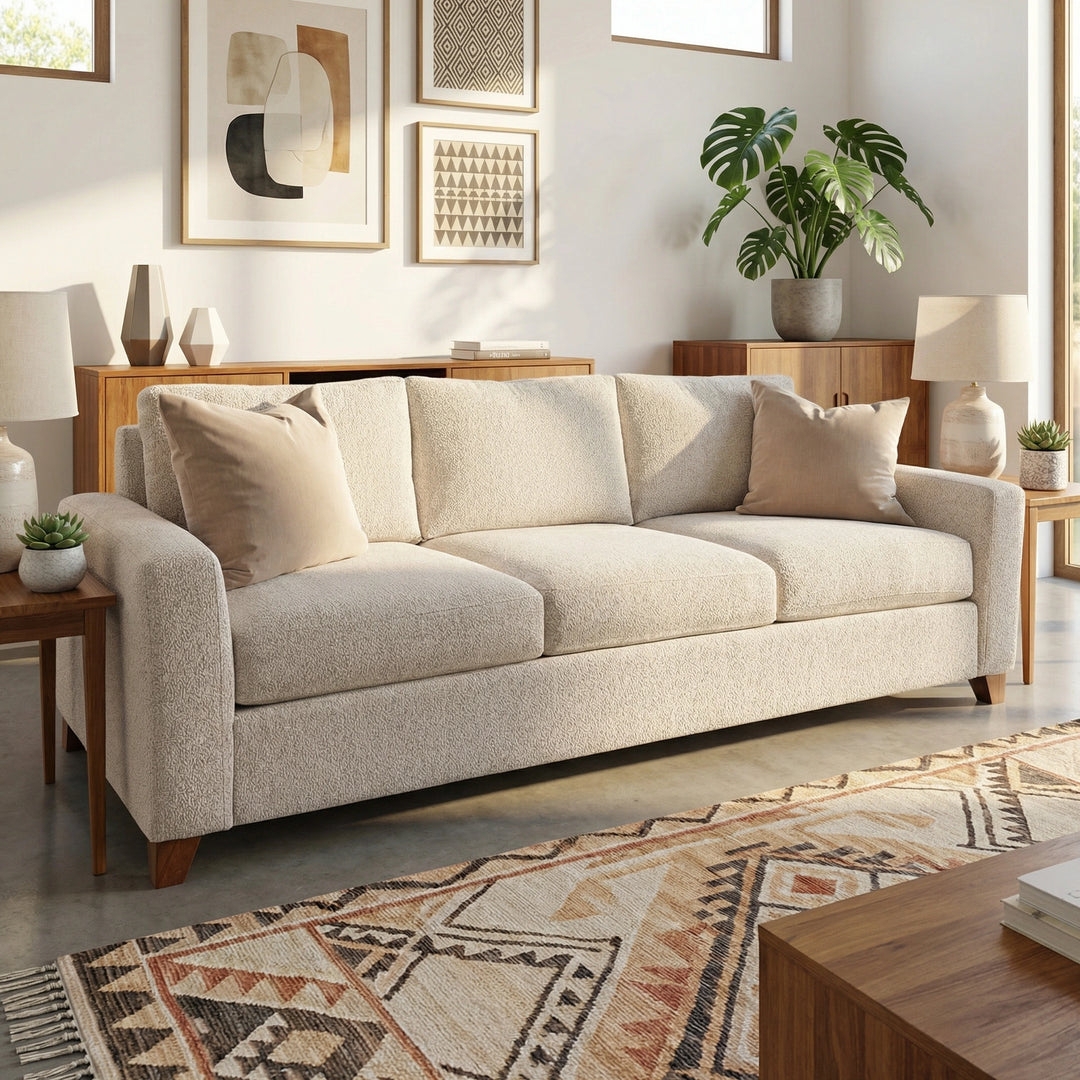 Sofa with Clean Track Arms and Tapered Wood Legs Decor