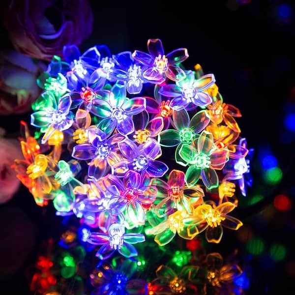 Solar String Lights: Clear Petal Colorful Flower Lights