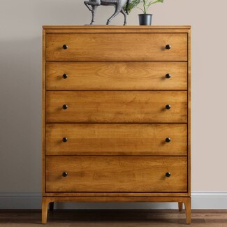 Solid Wood Chest Of Drawers Honey Tapered Leg Tallboy