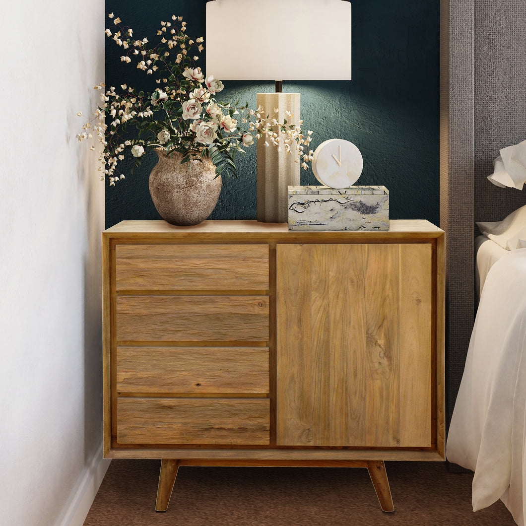 Storage Chest Recycled Teak Handleless Front Tapered Legs