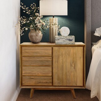 Storage Chest Recycled Teak Handleless Front Tapered Legs