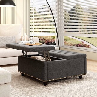 Storage Ottoman Charcoal Grey: Charcoal Tufted Coffee Table