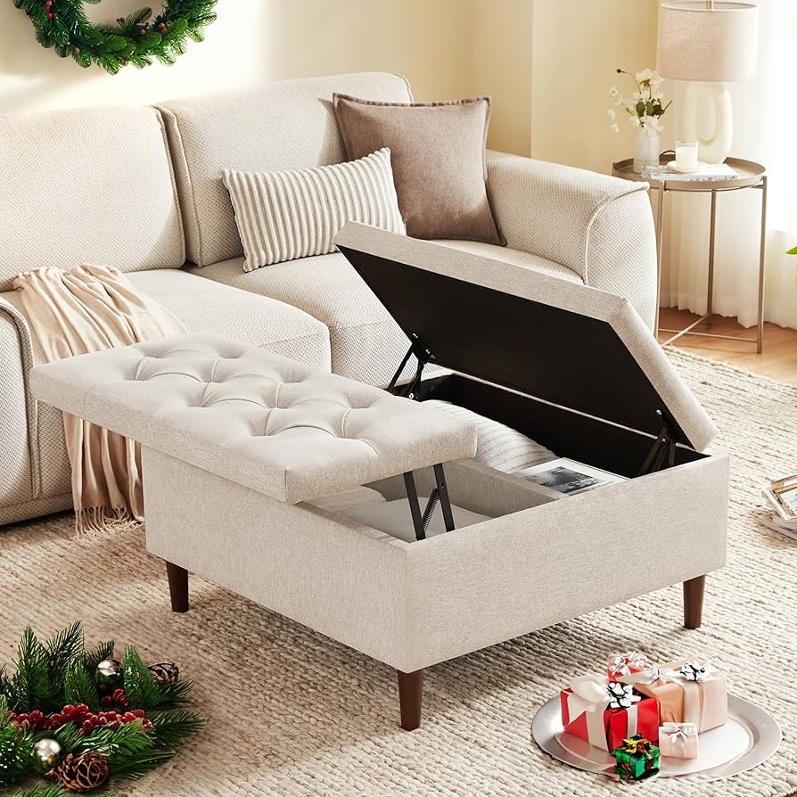 Storage Ottoman Split Lid: Split Lid Ottoman Coffee Table