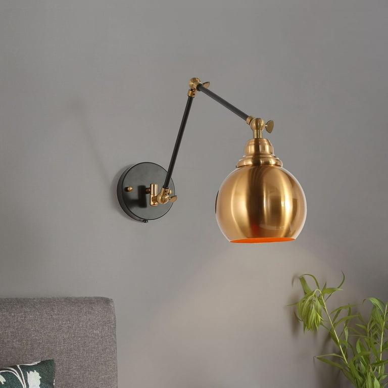 Swing Arm Wall Sconce Articulating Dual Tone Black Gold