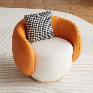 Swivel Accent Chair Two Tone Shell and Bulbous Barrel Shape