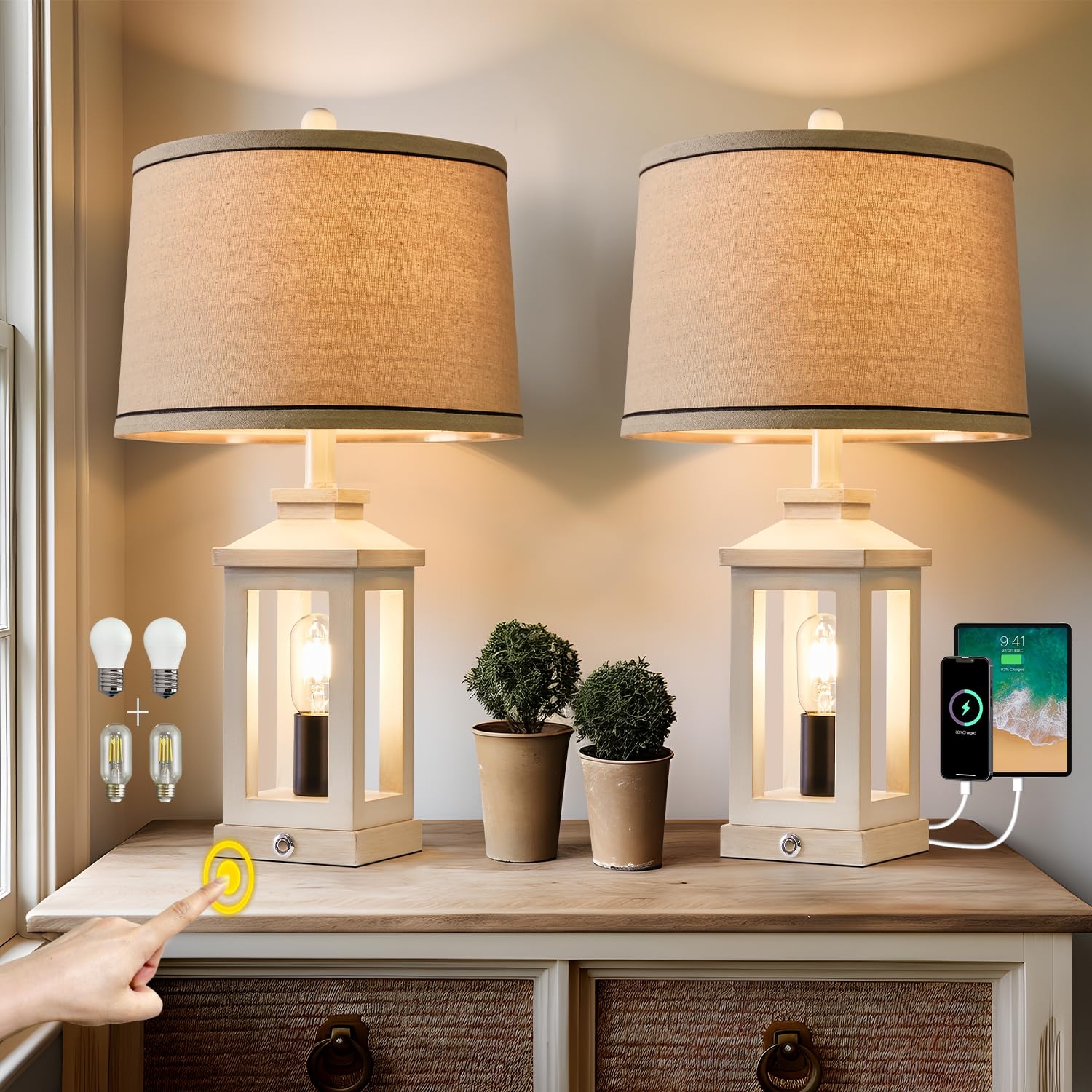 Table Lamp and Nightlight Base for whitewashed lantern base lamp