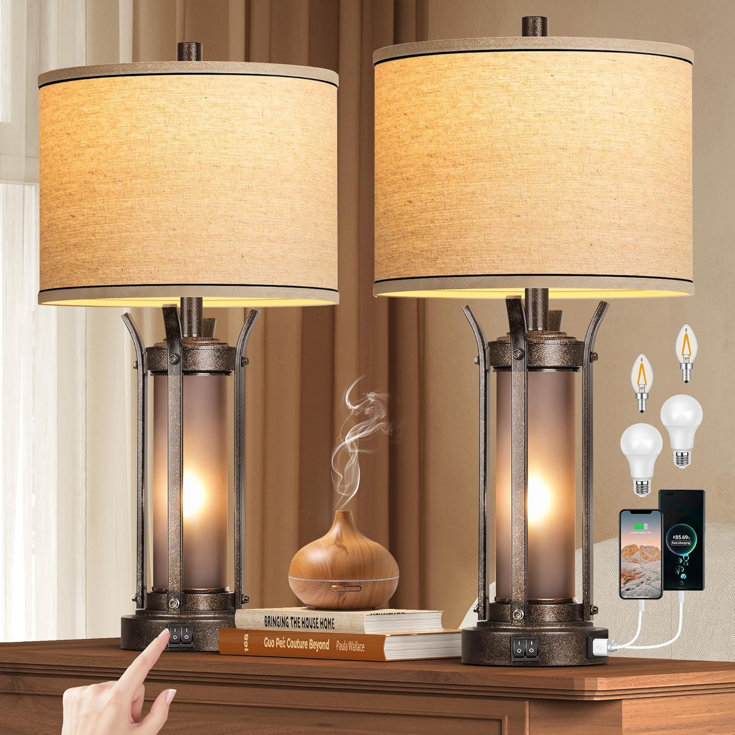 Table Lamp including Industrial Cage Base and industrial nightstand lamps