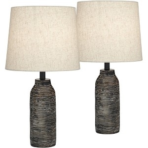 Table Lamp showing Horizontal Ribbing and textured black table lamps