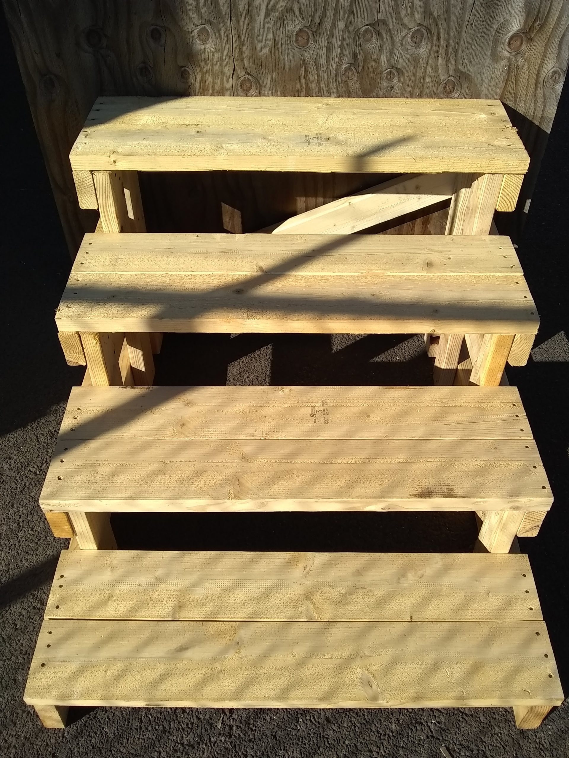 Temporary Stairs - Four-Tier Slat Tread Temporary Wooden Steps