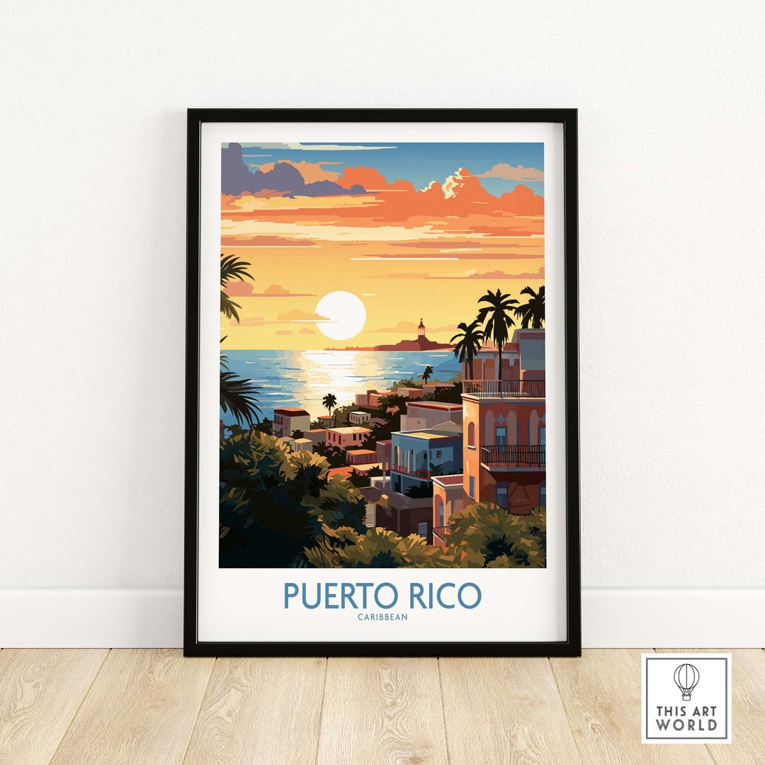 Travel Poster with Sunset Gradient Tropical Minimalism