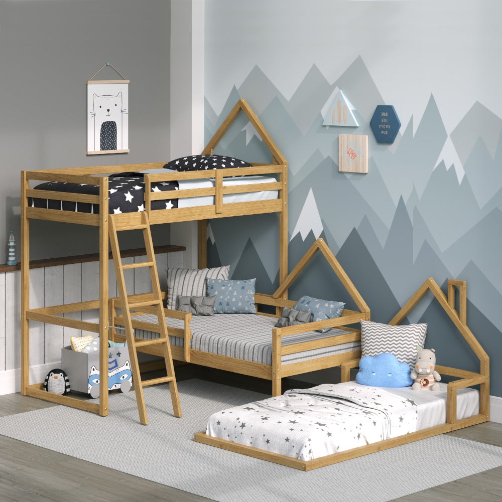 Triple Bed Set Triple Configuration with House Shaped Frames