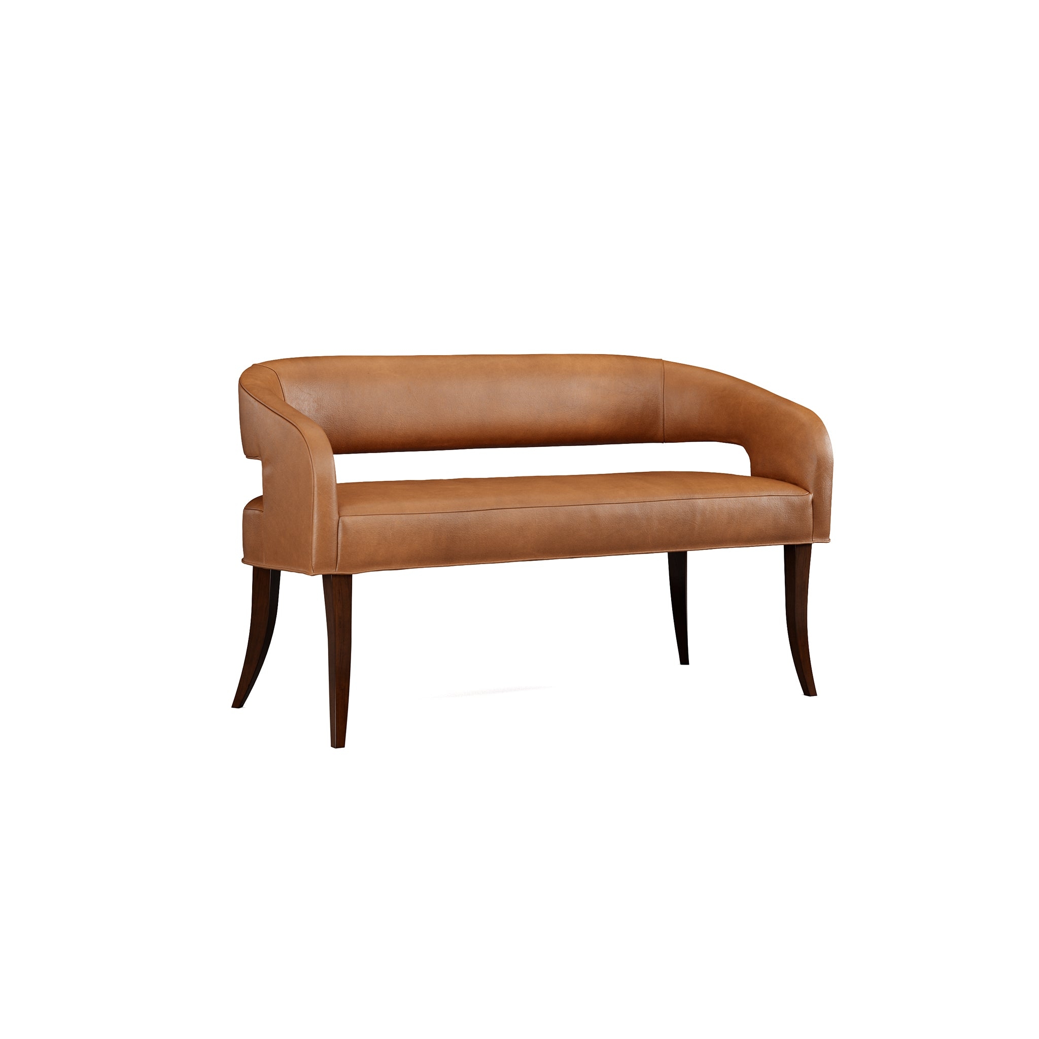 Upholstered Bench Open Back Design Curved Silhouette